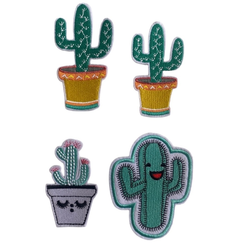 Set of 4 iron-on cactus patches